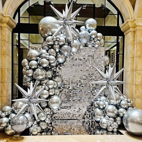 Silver Disco Round Foil Balloons Birthday Prom Decor 22 Inch 6 Pcs - Image 4