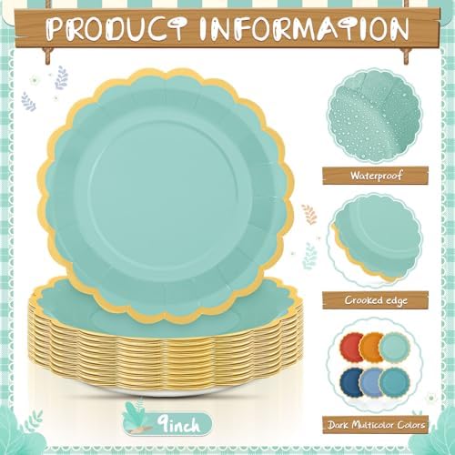 96 Pcs Blue and Orange Paper Plates 9 Inch Gradient Scalloped Paper Plates Disposable Dinner Dessert for Birthday Wedding Bridal Party Supplies, 6 Colors - Image 3