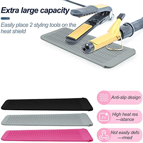 Silicone Heat Resistant Mat Pouch for Hair Straightener,Curling Iron, Grey - Image 6