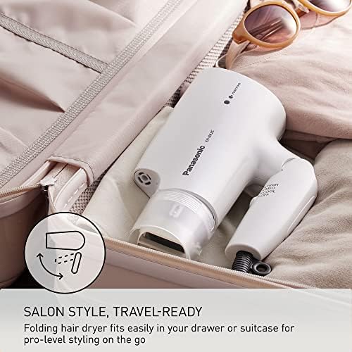 Panasonic nanoe Compact Hair Dryer EH-NA2C-W (White) - Japanese Nanoe Techonology, Foldable Travel Blow Dryer with Oscillating Quick Dry Nozzle, 1400W Lightweight Portable Hair Dryer, Anti-Frizz - Image 6