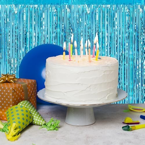 10 Pack Teal Blue Backdrop Curtain 3.2ft x 8.2ft Metallic Tinsel Foil Fringe Curtains Photo Booth Background for Birthday Party Decoration Baby Shower Engagement Wedding Christmas Decoration - Image 6