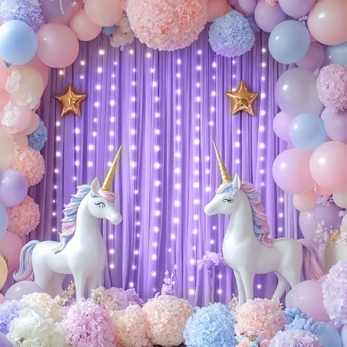 Lavender Backdrop Curtains with Lights for Parties,10x10FT Wrinkle Free Polyester Wedding Photo Backdrop Curtains for Baby Shower Birthday Ceremony Reception Home Party Decorations-5ft x 10ft,2 Panels - Image 5