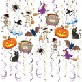 Halloween Hanging Party Decorations, 48 Pcs,Ceiling Decor Indoor Swirl Witches Cauldron Ghost Pumpkin Skull Cat Witch Party Supplies Sign,Black Purple Orange by AimtoHome