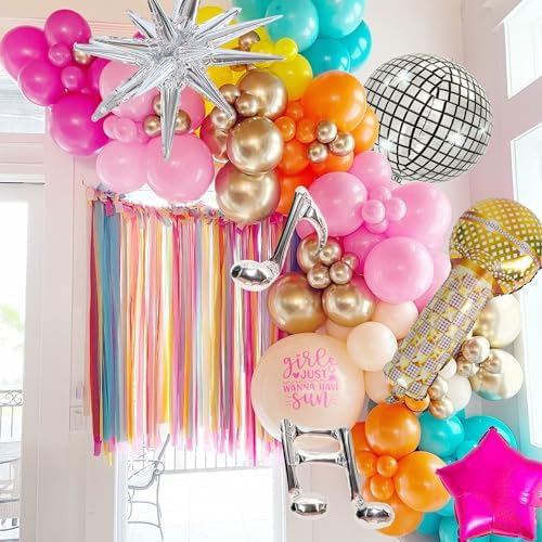 Music Fans Birthday Decoration,148 Pcs Balloon Arch Garland Kit with Microphone, Laser Star, Disco Mylar Balloon for music fans theme teenage girl Birthday Party Prom Decorations - Image 4