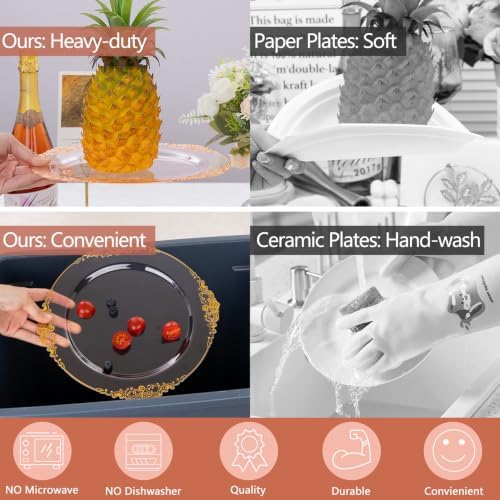 Hioasis 175 Pcs Pink Gold Plates for Party - Image 5