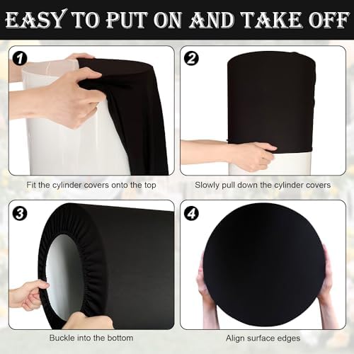 SaitiMade Set of 3 - Black Cylinder Pedestal Stand Covers - Image 5