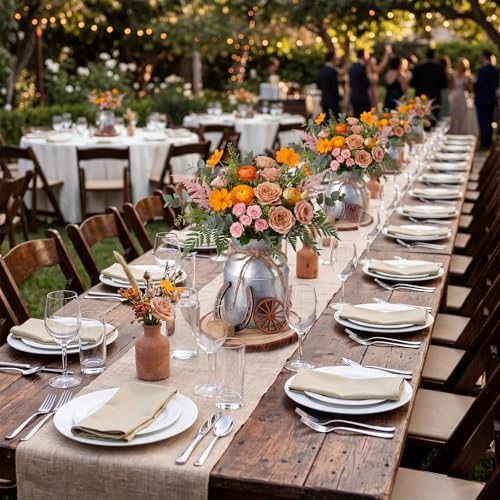 30 Pcs Western Party Decorations Mini Horseshoe Wagon Wheel Hay Bales Crafts Wooden Plate Farmhouse Vase Table Centerpieces Supplies for Western Birthday Wedding Party Favors Decor (Silver) - Image 5
