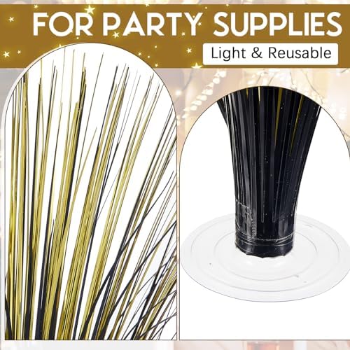 Colingmill 4 Pcs Plastic Metallic Spray Table Centerpieces, Black and Gold - Image 3
