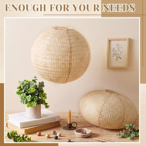 Hortsun 6 Pcs 12 Inch Burlap Print Paper Lanterns Round and Oval Chinese Paper Lanterns Farmhouse Boho Hanging Decor for Home Classroom Birthday Wedding Party Ceremonial Event - Image 4