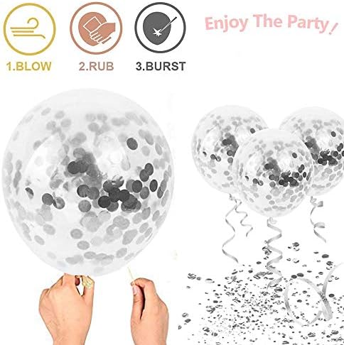 Hiquaty Silver Balloons,50pcs 12 Inch Silver and White Balloons - Image 4