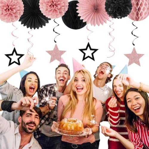 Rose Gold Pink Black 21st Womens Happy Birthday Party Decorations Hugmoon - Image 6