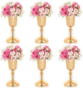 11.6 inches Metal Wedding Flower Trumpet Stripe Vases Table Centerpieces for Artificial Flower Arrangements for Anniversary Celebration/Wedding/Party/Birthday Event Aisle Home Decor (Gold, 6pcs) by KOLNLALA
