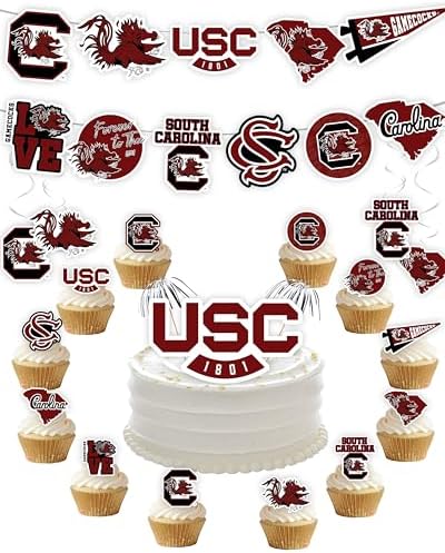 University of South Carolina Cupcake Toppers USC Party Supplies Banner 42Pc by PartyKandyDecorGifts