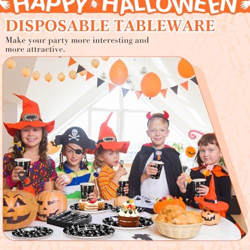 Pickmesh 400 Pcs Halloween Skeleton Plates and Napkins Party Supplies Set - Image 5
