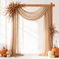Light Coffee Wedding Arch Draping Fabric Sheer Curtain Drapes 4 Panels | 20ft Extra Long Shimmery Nude Backdrop Curtains for Wedding Anniversary Party Fall Outdoor Events Drapery Backgrounds by Aeviusmo