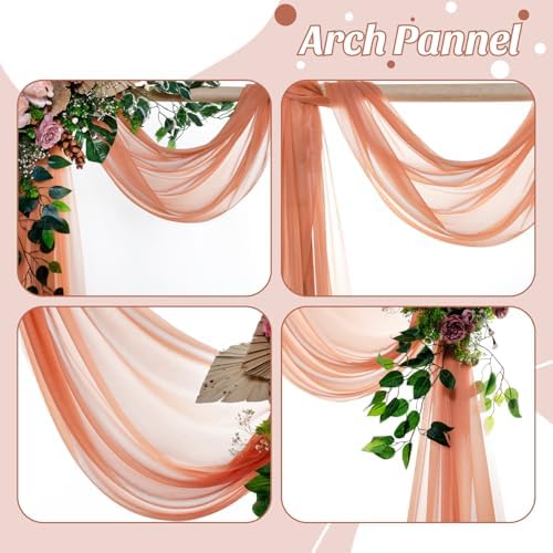 Pack of 1 Wedding Arch Drape Panel Fabric 30" x 100ft - Coral Peach - Image 5