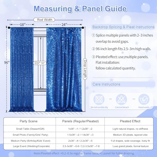 Royal Blue Sequin Backdrop Curtain Panels for Parties Sparkly Photo Drapes - Image 5