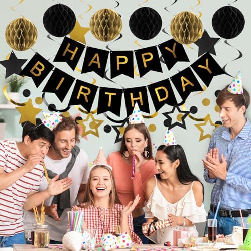 meowtastic Birthday Decorations Happy Birthday Banner with Honeycomb Balls - Image 3