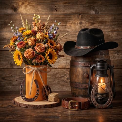 50 Pcs Western Party Decorations, Wagon Wheel Hay Bale, Multicolor - Image 4