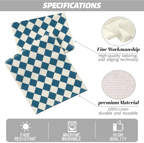 Blue White Diamond Table Runner, Tea Themed Party Decoration - Image 2