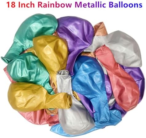 35 Pack Metallic Balloons 18 Inch Chrome Shiny Assorted Colors Latex Rainbow 7 Kinds Color Large Balloon for Birthday Wedding Bridal Baby Shower Supplies Party Decorations - Image 2