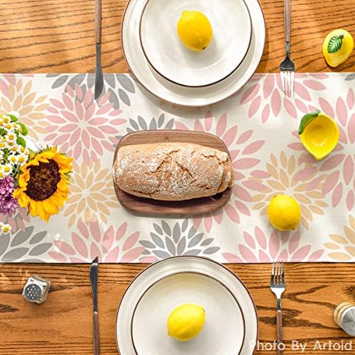 Artoid Mode Pink Dahlia Floral Pinnata Summer Table Runner, Spring Kitchen Dining Table Decoration for Home Party Decor 13x72 Inch - Image 3