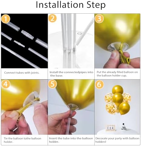 6 Set Balloon Stand Kit for Table Centerpieces With Balloon and Base Party Decorations for Birthday Wedding Retirement Graduation Baby Shower (Navy Gold) - Image 7