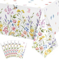6 Pack Wildflower Plastic Tablecloths, Disposable Tea Party Table Cloth by NatNarr