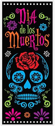 Beistle Day Of The Dead Door Covers – 2 All-Weather Día de los Muertos Plastic Door and Wall Decorations, Sugar Skull Design for Halloween Parties, Cultural Celebrations and Fiesta Events, 6' x 30" - Image 3