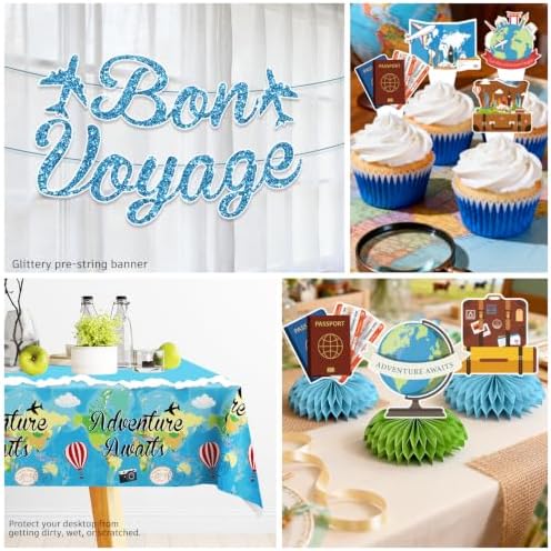 205pcs Bon Voyage Party Decorations Tableware Set, for 25 Guests - Image 6