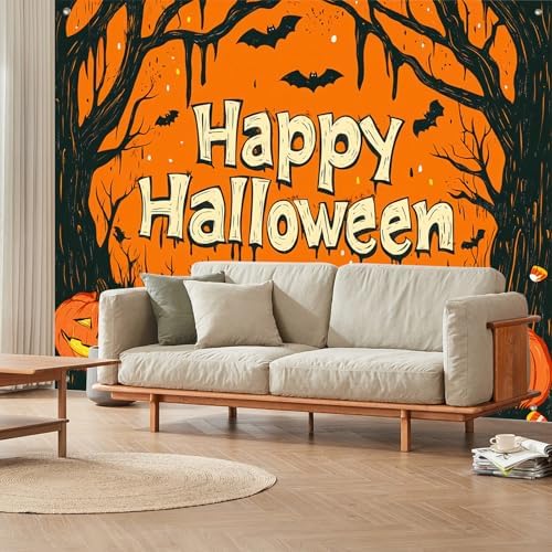 BlissYard Halloween Backdrop Pumpkin Graveyard Scene 8x6ft - Image 4
