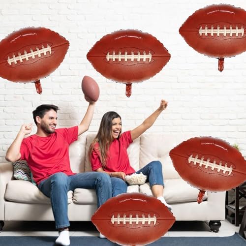5 Pieces Large Football Party Balloons, Brown Football Shaped Mylar Foil Balloons Sports Theme Party Decorations for Boys Men Football Fans Tailgate Birthday Party Sport Decorations Supplies - Image 6