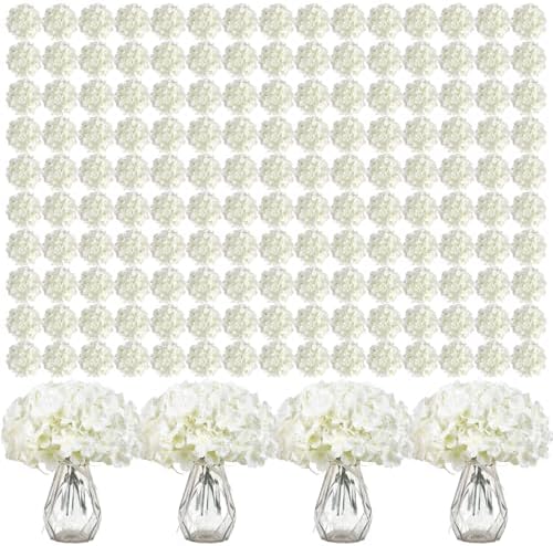 Auihiay 404Pcs White Hydrangea Artificial Flowers Bulk, Silk Fake Hydrangea by Auihiay