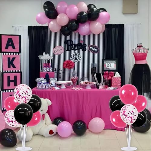 TONIFUL 4 Set Black Hot Pink Balloon Stand Balloon Centerpieces for Table - Image 4