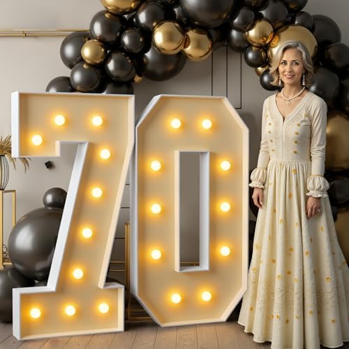 imprsv 70 Marquee Numbers, 4FT Light Up Numbers for 70th Birthday Decor by Letsmakeitimpressive