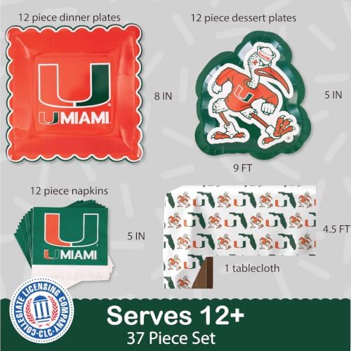 Miami Hurricanes Party Supplies, Decorations, Plates & Napkins Decor 37 Pc - Image 2