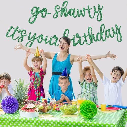 BEISHIDA Glitter Green Pre-Strung Go Shawty It's Your Birthday Banner Decor - Image 6