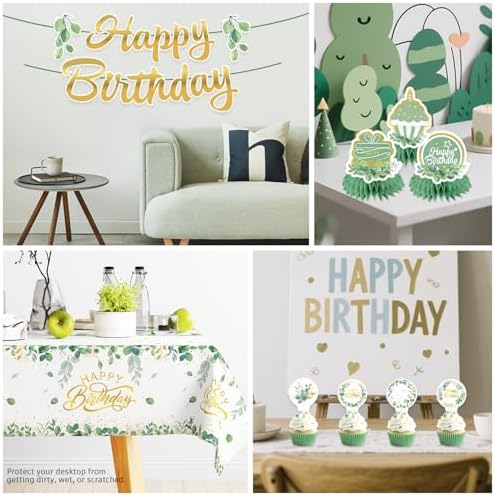 Sage Green Birthday Decorations for Women Girls floral Decorations Party - Image 6