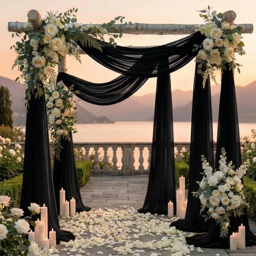 Pack of 1 Wedding Arch Drape Panel Fabric 30" x 100ft - Black - Image 4
