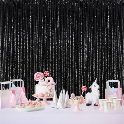 Black Backdrop for Graduation Decorations: 2ftx8ft Black Sequin Halloween - Image 5