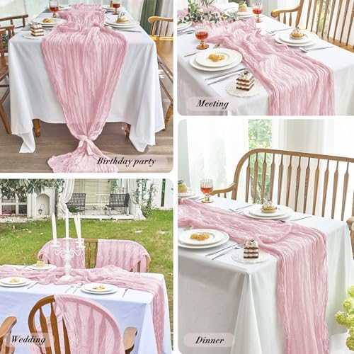 4 Pack Pink Cheesecloth Table Runner for Birthday Party Home Decor - Image 6