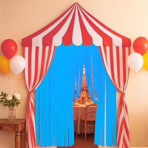Breling 4 Pcs Carnival Circus Decor Backdrop Tent with Canopy ，Red Blue - Image 6