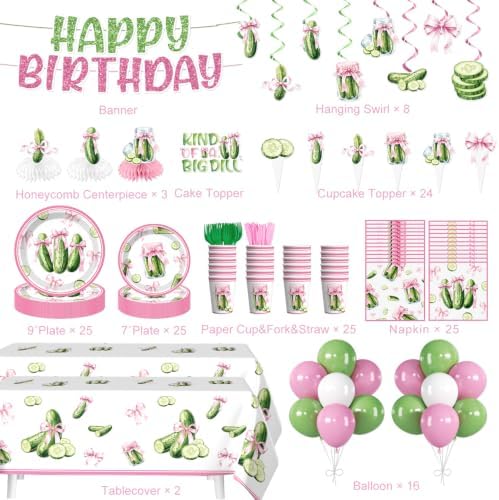Xynic 216PCS Pickle Party Decorations, Girls Birthday Decorations Serves 25 - Image 2
