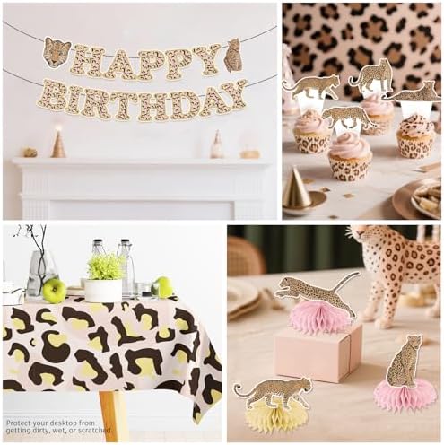 Cocomigo Pink and Cheetah Birthday Decorations, Leopard Party Tableware - Image 6