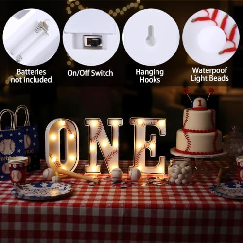 Rookie Year 1st Birthday Baseball ONE Letters Light 8.07 Inch - Image 2