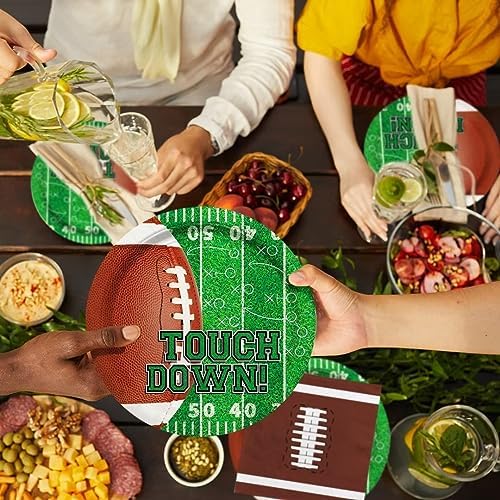 Gatherfun Football Party decorations Kit Serve 24,Includes Dinner Plates, Dessert Plates, Napkins, Cups,Banner and Touchdown Tablecloth for Football Birthday Decorations Game Day football Decorations - Image 4