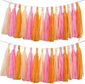 We Moment Pink Orange Peach Tissue Paper Tassels Party Tassel Garland Banner for Birthday Baby Bridal Shower Party Decoration, DIY Kits,15PCS by We+Moment