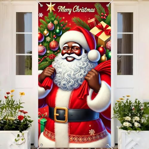 BlissYard Door Cover Santa Winter Wonderland 35x71 Inch Polyester - Image 5