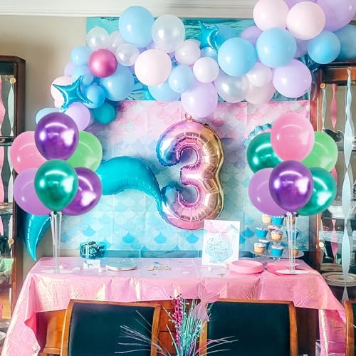 TONIFUL 4 Metallic Purple Pink Green Balloon Stand Centerpiece for Table - Image 5