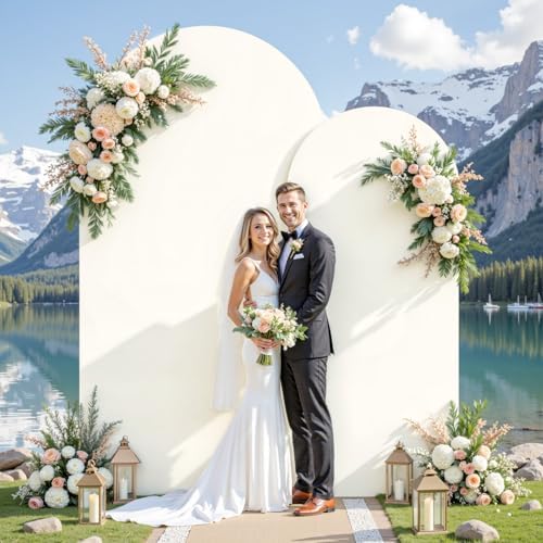 6.6 ft Arch Backdrop Cover Ivory - Double-Sided Spandex Arch Covers Stretchy Backdrop for Balloon Arches Birthday Party Baby Shower Banquet Wedding Photo Background - Image 6